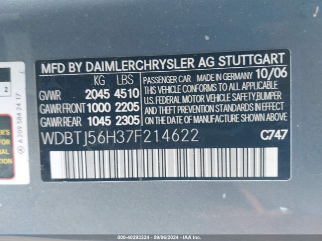 2007 MERCEDES-BENZ CLK 350 WDBTJ56H37F214622 Photo 8