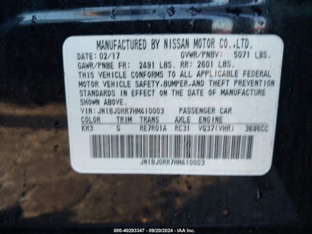 JN1BJ0RR7HM410003 Infiniti QX50
