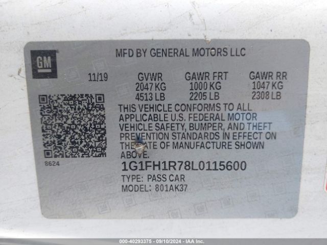 1G1FH1R78L0115600 Chevrolet Camaro Rwd  2ss