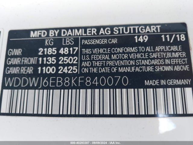 WDDWJ6EB8KF840070 Mercedes-Benz Amg C 43 4matic