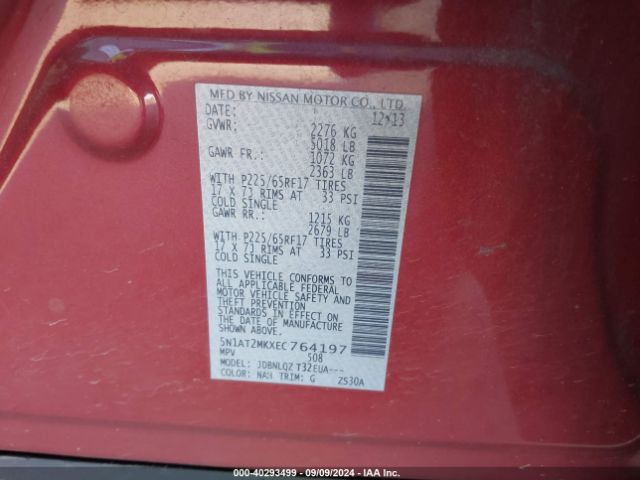 5N1AT2MKXEC764197 Nissan ROGUE SV