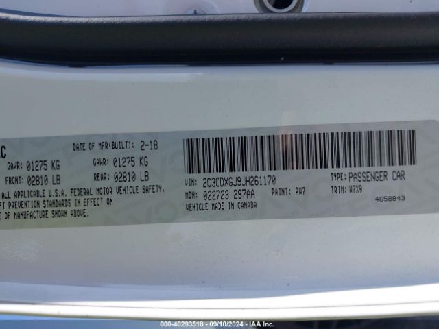 2C3CDXGJ9JH261170 Dodge Charger R/t Scat Pack