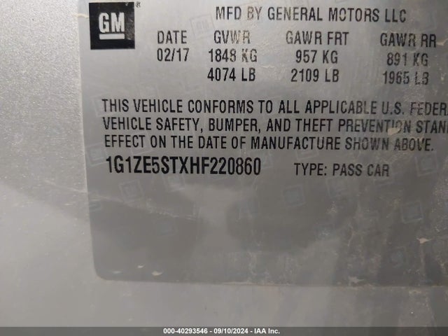 Chevrolet MALIBU 1LT 2017 1G1ZE5STXHF220860 Image 9