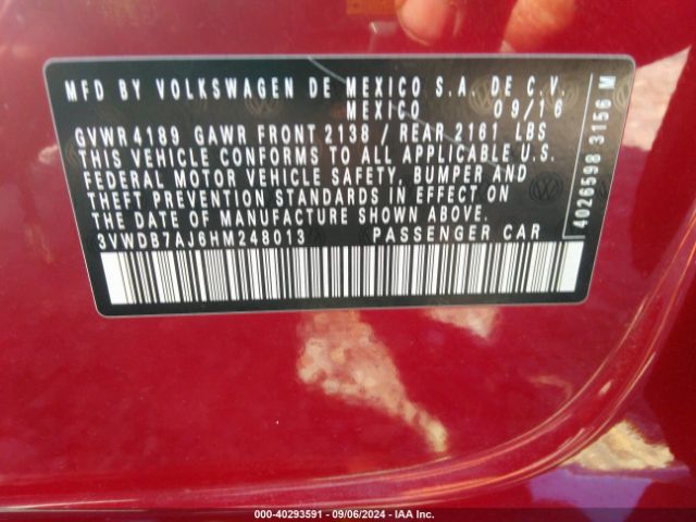 3VWDB7AJ6HM248013 Volkswagen Jetta 1.4t Se