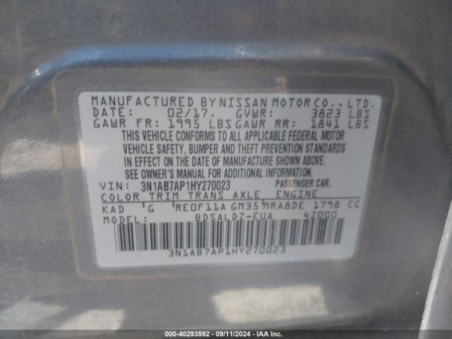 3N1AB7AP1HY270023 Nissan SENTRA SV