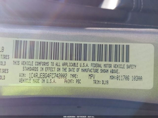 1C4RJEBG4FC742002 Jeep Grand Cherokee Limited