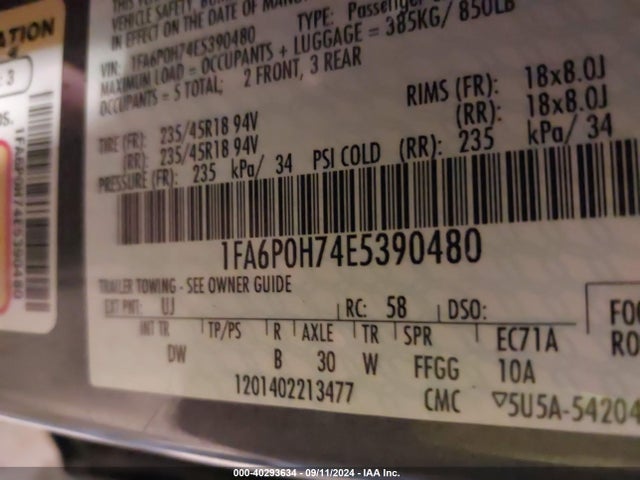 Ford FUSION SE 2014 1FA6P0H74E5390480 Image 9