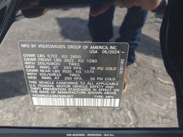 1V2WR2CA3RC585487 Volkswagen Atlas 2.0t Se W/technology