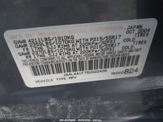 2005 MITSUBISHI OUTLANDER JA4LX41F75U022428 Photo 8