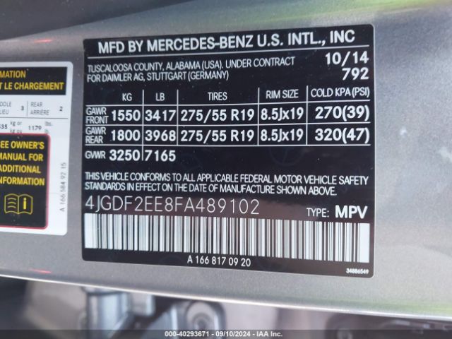 4JGDF2EE8FA489102 Mercedes-Benz Gl 350 Bluetec 4matic