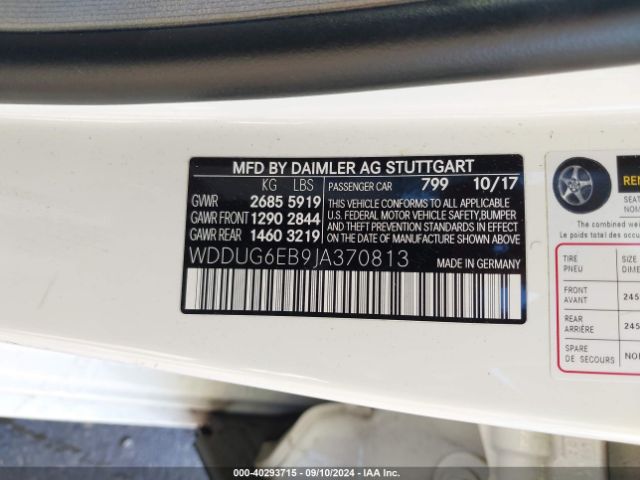 WDDUG6EB9JA370813 Mercedes-Benz S 450 4matic
