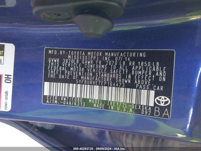 Toyota Corolla S Plus 2014 5YFBURHE7EP164473 Image 9