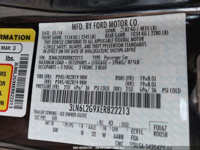 3LN6L2G9XER822213 Lincoln MKZ