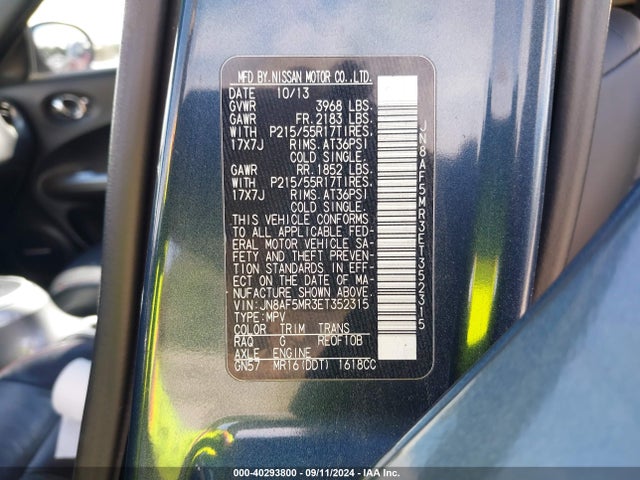 Nissan Juke Sl 2014 JN8AF5MR3ET352315 Image 9