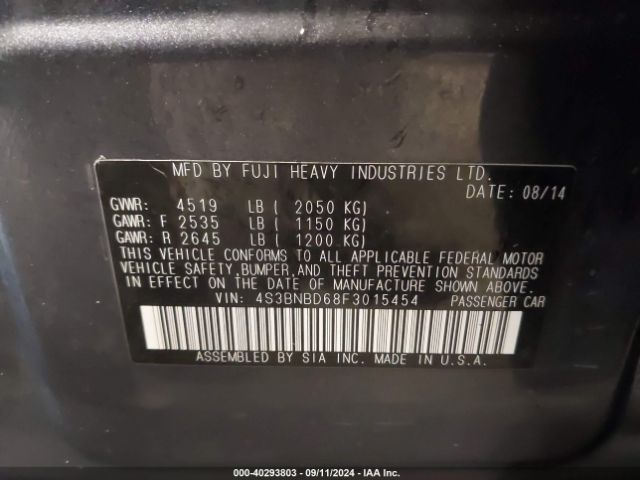 4S3BNBD68F3015454 Subaru Legacy 2.5i Premium