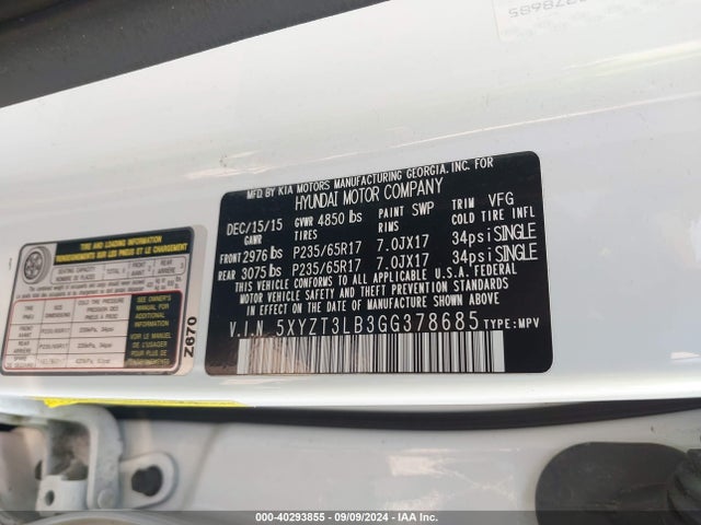 5XYZT3LB3GG378685 Hyundai Santa Fe Sport 2.4l