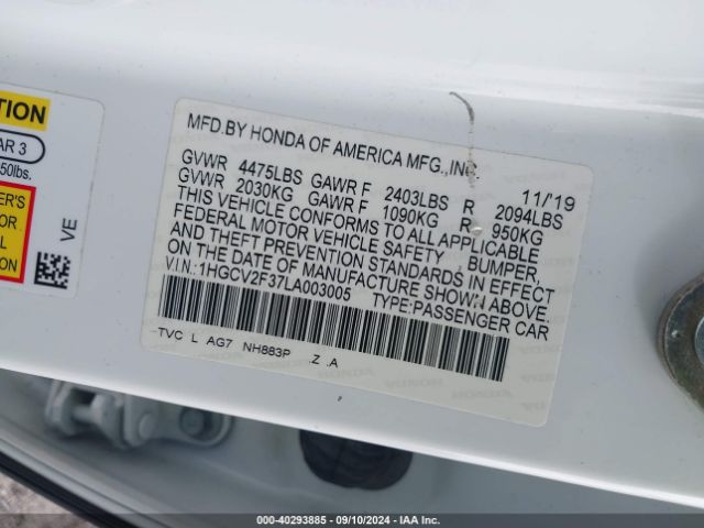 1HGCV2F37LA003005 Honda Accord Sport 2.0t
