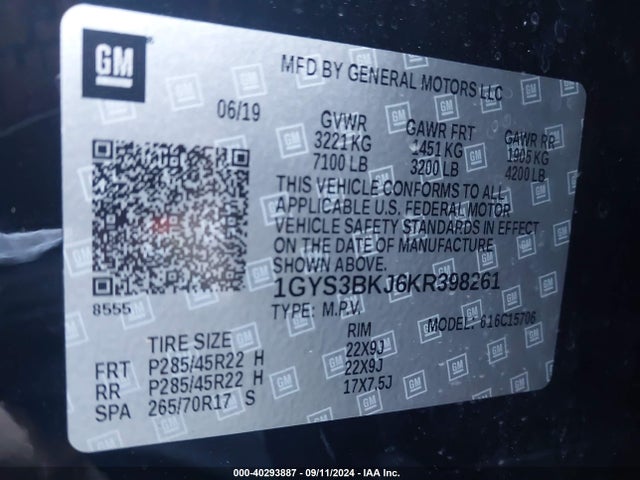 Cadillac Escalade Luxury 2019 1GYS3BKJ6KR398261 Image 9