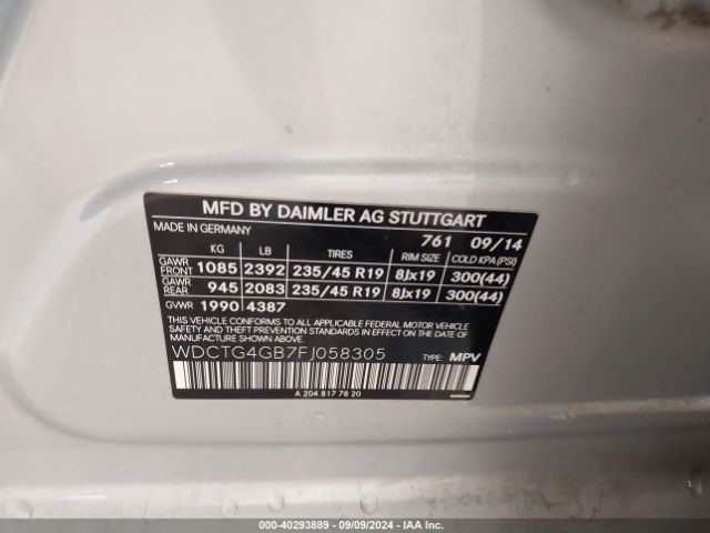 WDCTG4GB7FJ058305 Mercedes-Benz Gla 250 4matic