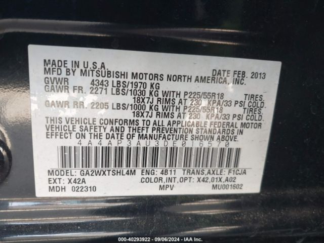 2013 MITSUBISHI OUTLANDER SPORT 4A4AP3AU3DE016570 Photo 8