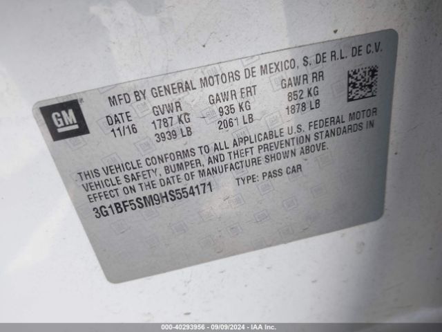 3G1BF5SM9HS554171 Chevrolet Cruze Premier Auto