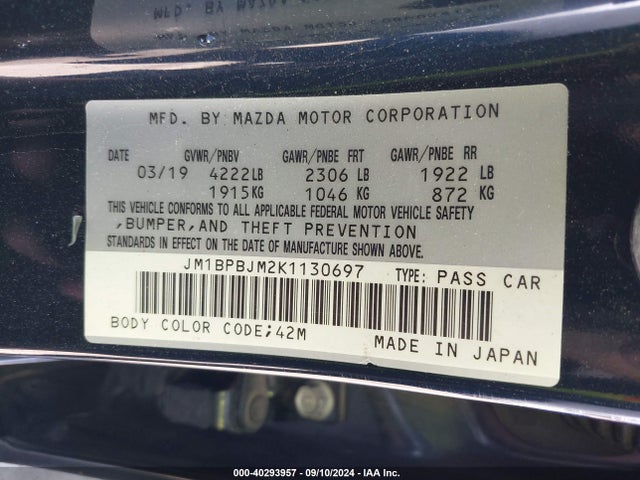 Mazda MAZDA3 2019 JM1BPBJM2K1130697 Image 9