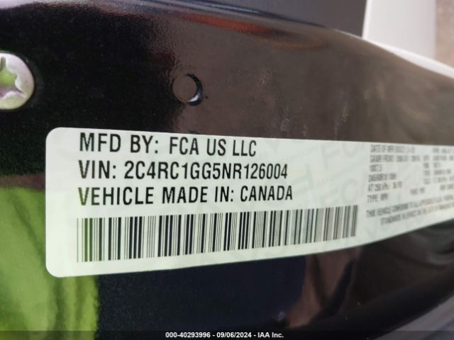 2C4RC1GG5NR126004 Chrysler Pacifica Limited