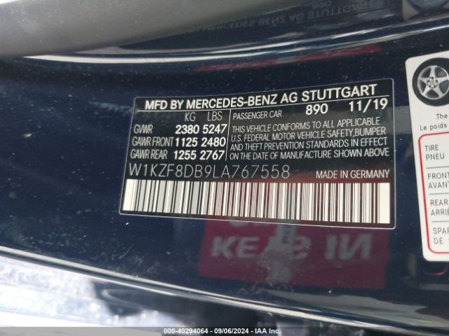 W1KZF8DB9LA767558 Mercedes-Benz E 350