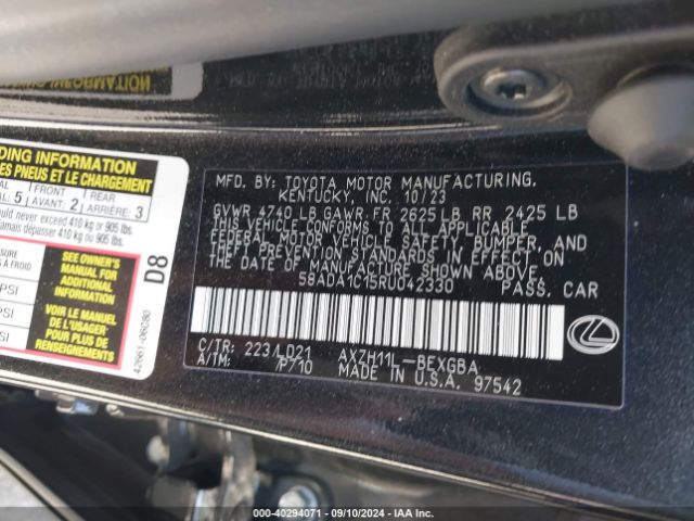 58ADA1C15RU042330 Lexus ES 300H