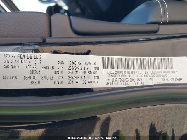 1C4RJFBG1HC842101 Jeep Grand Cherokee Limited 4x4