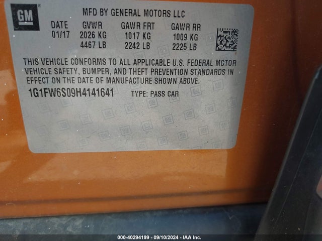 Chevrolet BOLT EV LT 2017 1G1FW6S09H4141641 Image 9