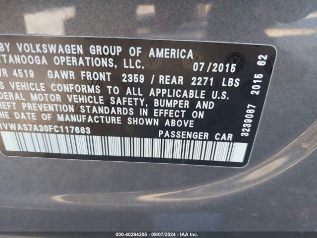 1VWAS7A30FC117663 Volkswagen Passat 1.8t Limited Edition