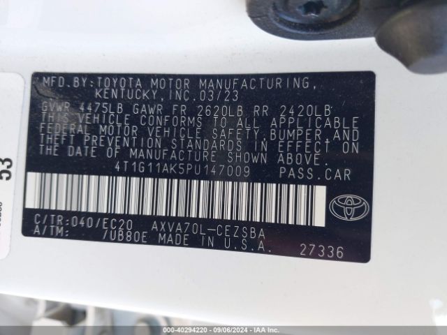 4T1G11AK5PU147009 Toyota Camry Se Nightshade Edition