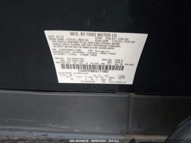 1FAHP2F88EG171882 Ford Taurus Limited