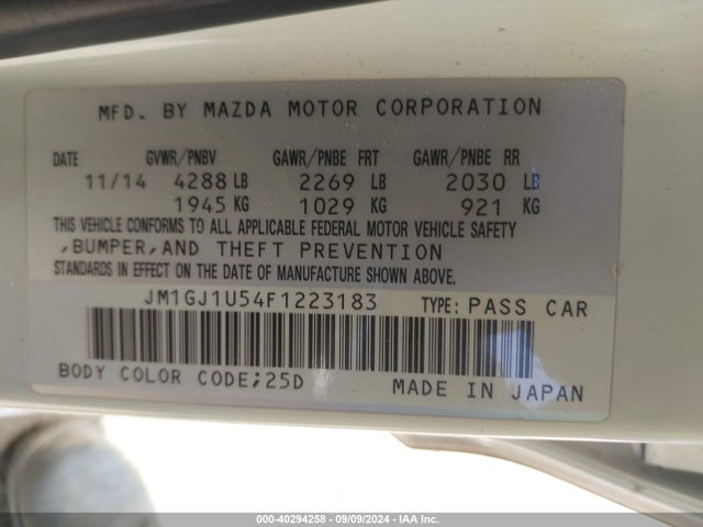 JM1GJ1U54F1223183 Mazda Mazda6 I Sport