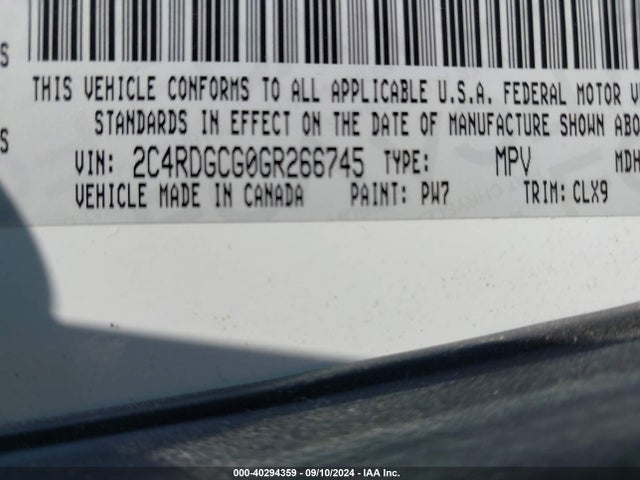 Dodge Grand Caravan Sxt 2016 2C4RDGCG0GR266745 Image 9