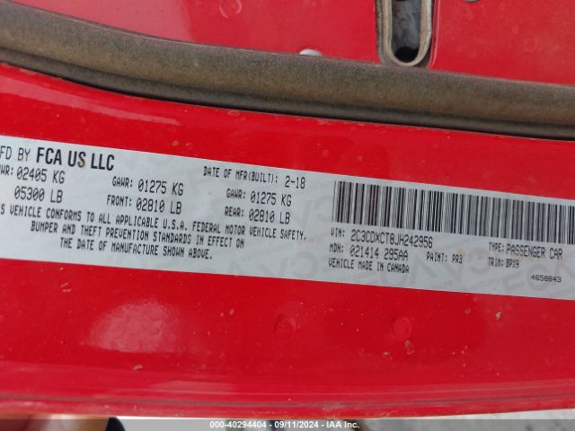 2C3CDXCT8JH242956 Dodge Charger R/t Rwd
