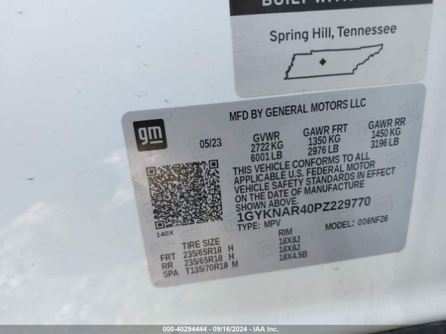 1GYKNAR40PZ229770 Cadillac Xt5 Fwd Luxury