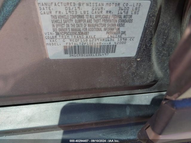 3N1CP5CUXKL536497 Nissan KICKS SR