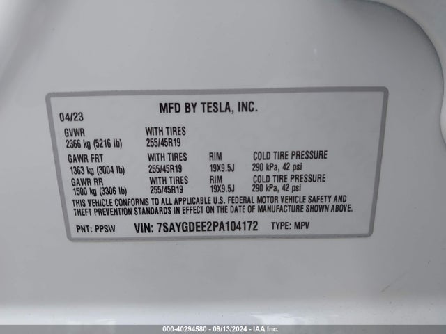 2023 TESLA MODEL Y 7SAYGDEE2PA104172 Photo 8