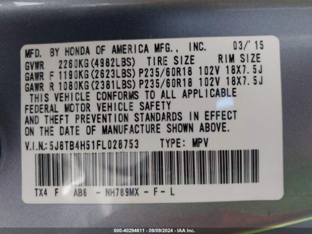 5J8TB4H51FL028753 Acura RDX