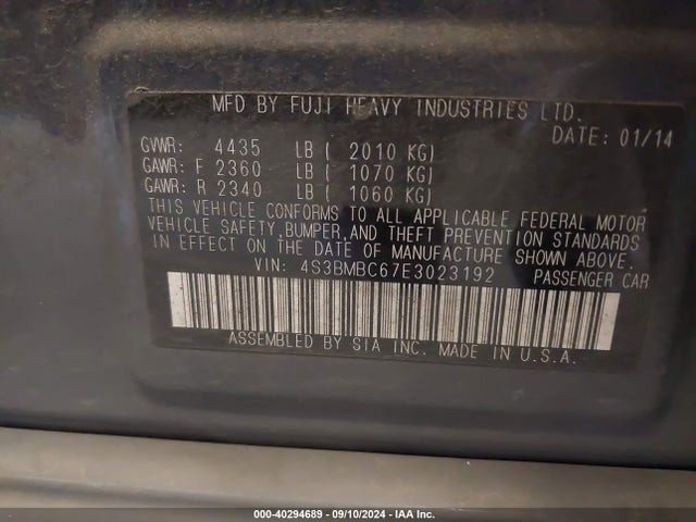 4S3BMBC67E3023192 Subaru Legacy 2.5i Premium