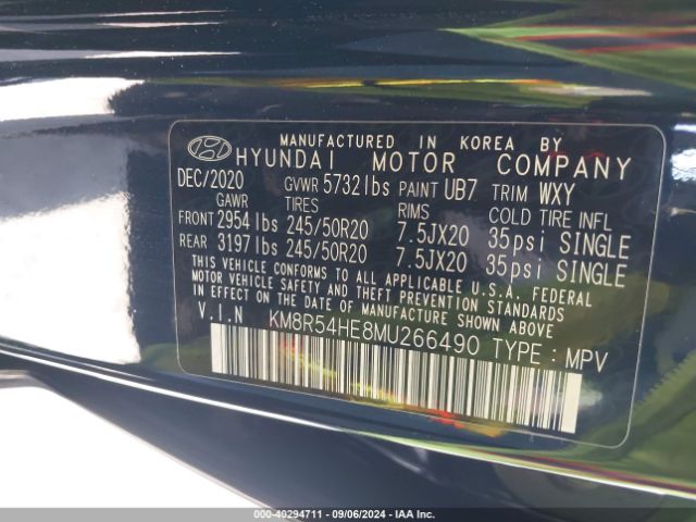 KM8R54HE8MU266490 Hyundai Palisade Limited