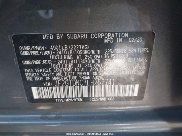 JF2GTDNC7LH252741 Subaru CROSSTREK HYBRID
