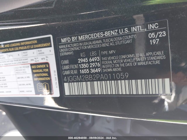 4JGGM2BB2PA011059 Mercedes-Benz Eqe 350+ Suv