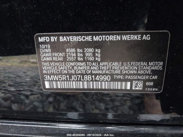 3MW5R1J07L8B14990 BMW 330I