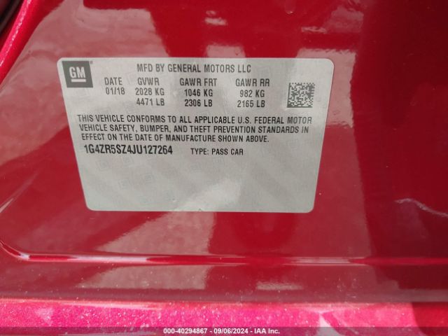 1G4ZR5SZ4JU127264 Buick Lacrosse Premium
