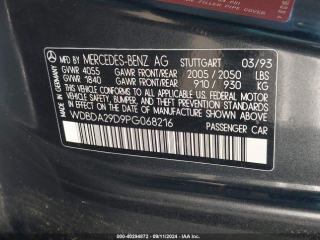 1993 MERCEDES-BENZ 190 WDBDA29D9PG068216 Photo 8