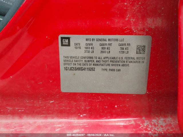 1G1JC5SHXG4119262 Chevrolet Sonic Lt Auto
