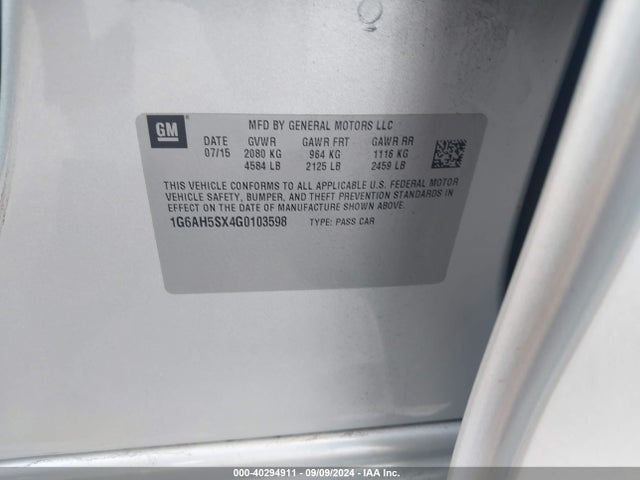 1G6AH5SX4G0103598 Cadillac Ats Luxury Collection